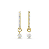 Constella drop earrings, Round cut, White, Gold-tone plated